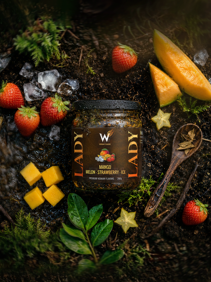 WILD LADY Premium Bitkisel Nargile Melası 200g - Mango, Kavun, Çilek, Buz